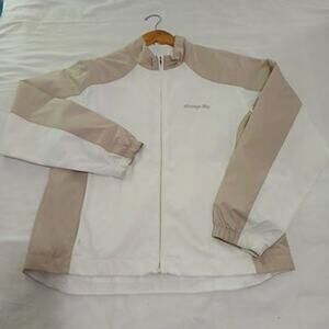 FOOT JOY Med Women's Long-Sleeved Golf Jacket Full-Zip White/tan (see pics-spot)